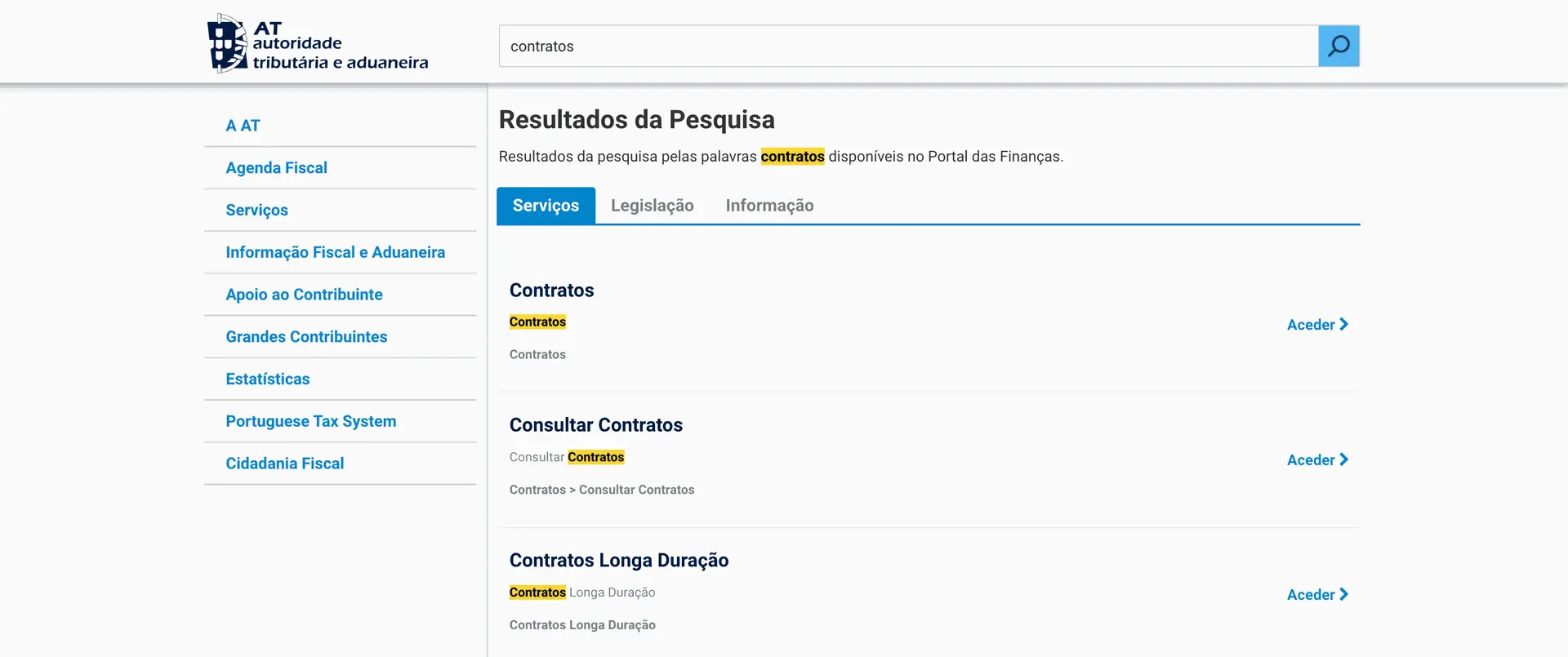 Portal das Finanças Contratos